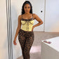 OFFBRACE Women’s Sexy Leopard Print 2 Piece Set – Waist-Cinching Cami Top & Slim-Fit Knee-Length Shorts