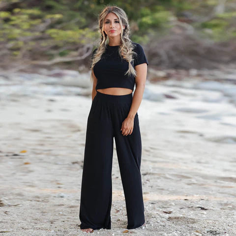 OFFBRACE New Suit Casual Large Size 2PCS Short-sleeved Pants Ladies Suit