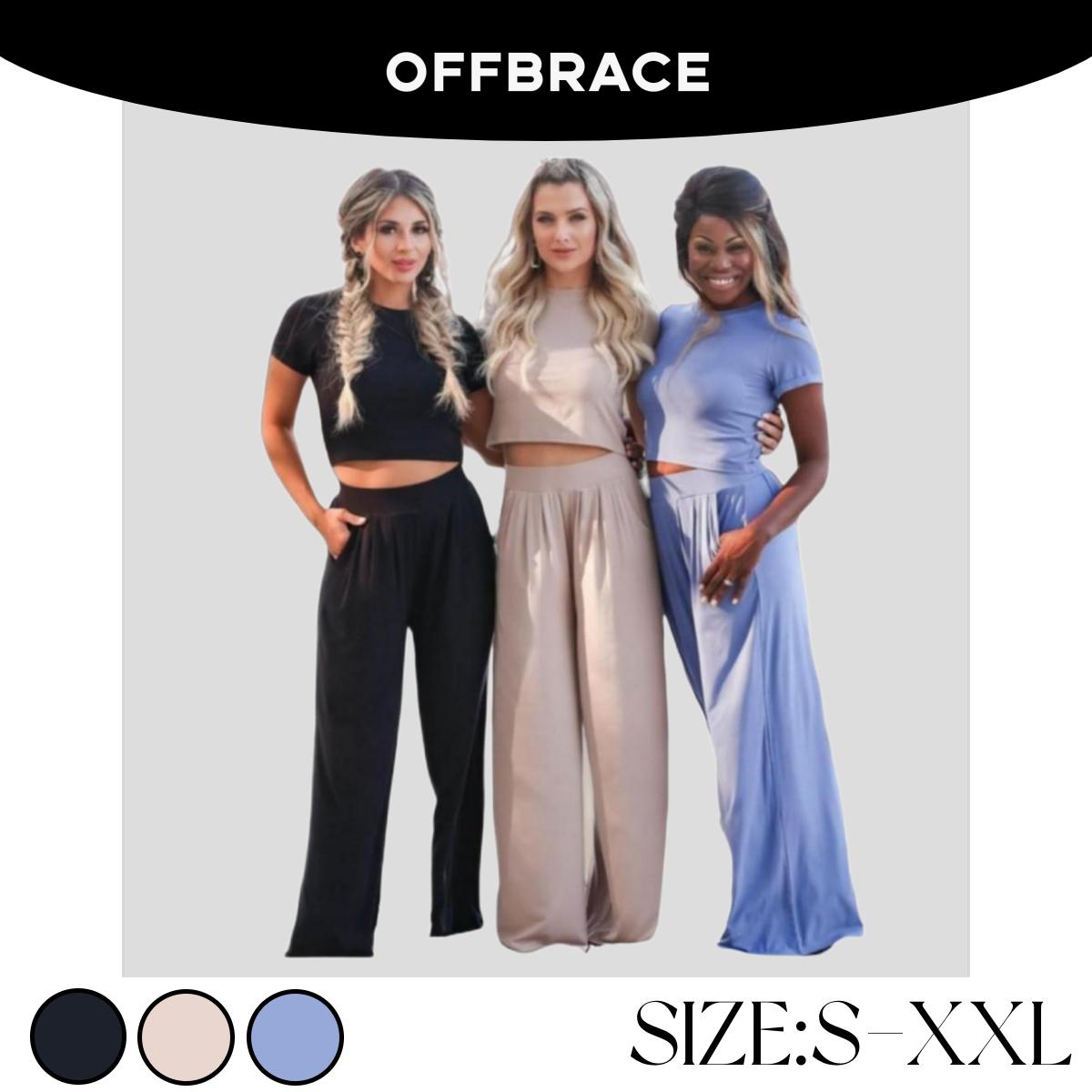 OFFBRACE New Suit Casual Large Size 2PCS Short-sleeved Pants Ladies Suit