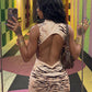 Women's Wild Tiger Print Waist‑Cinching Cut‑Out Backless Mini Dress, Sleeveless Bodycon Sweet & Spicy Edgy Club Outfit for Date Night Cocktail Party