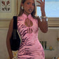 Women's Wild Tiger Print Waist‑Cinching Cut‑Out Backless Mini Dress, Sleeveless Bodycon Sweet & Spicy Edgy Club Outfit for Date Night Cocktail Party