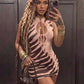 Women's Wild Tiger Print Waist‑Cinching Cut‑Out Backless Mini Dress, Sleeveless Bodycon Sweet & Spicy Edgy Club Outfit for Date Night Cocktail Party