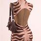 Women's Wild Tiger Print Waist‑Cinching Cut‑Out Backless Mini Dress, Sleeveless Bodycon Sweet & Spicy Edgy Club Outfit for Date Night Cocktail Party