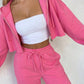 Women's 2 Piece Sweat Suit Set, Cropped Zip Up Hoodie & Wide Leg Sweatpants, Fall Clothes for Women, Back To School, Daily Lounge, Workout Outfit