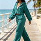 Women's 2 Piece Sweat Suit Set, Cropped Zip Up Hoodie & Wide Leg Sweatpants, Fall Clothes for Women, Back To School, Daily Lounge, Workout Outfit