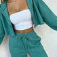 Women's 2 Piece Sweat Suit Set, Cropped Zip Up Hoodie & Wide Leg Sweatpants, Fall Clothes for Women, Back To School, Daily Lounge, Workout Outfit