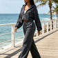 Women's 2 Piece Sweat Suit Set, Cropped Zip Up Hoodie & Wide Leg Sweatpants, Fall Clothes for Women, Back To School, Daily Lounge, Workout Outfit