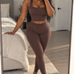 Casual Workout Sets Two Piece Outfits For Women Ribbed Crop Tank Top High Waist Yoga Leggings Active Wear