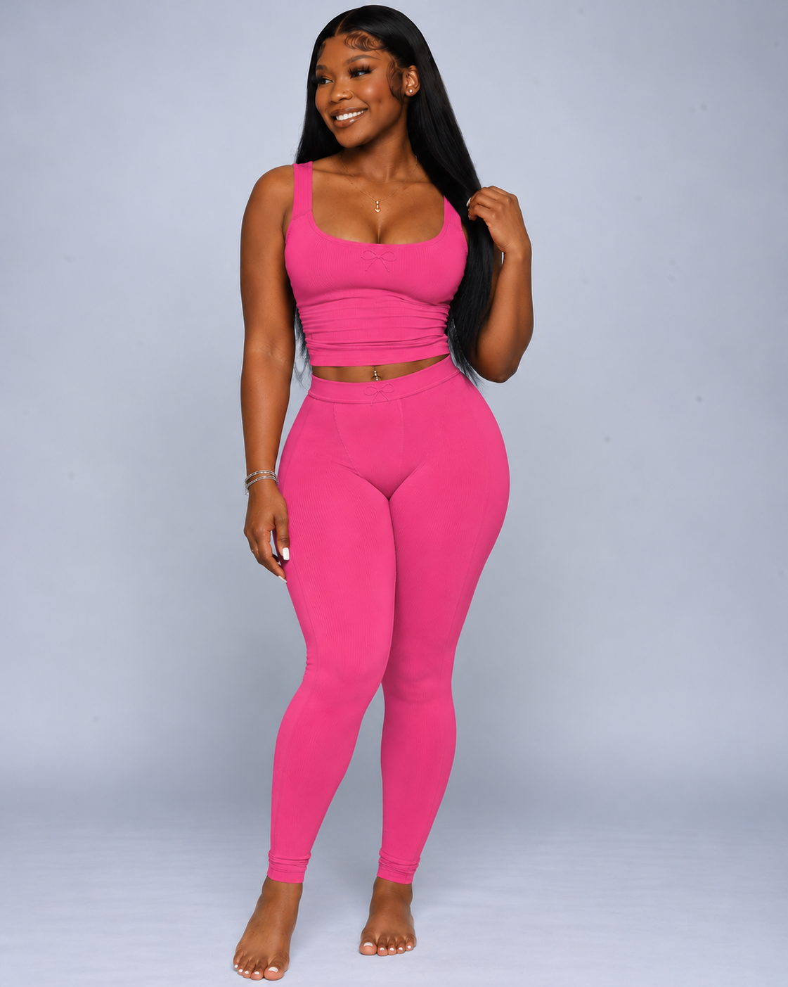 Casual Workout Sets Two Piece Outfits For Women Ribbed Crop Tank Top High Waist Yoga Leggings Active Wear
