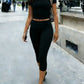 Women's Fitted Short Sleeve T Shirt & Ruched Cropped Pants 2 Piece Set Casual Athleisure Lounge Travel Daily Workout Activewear Outfit