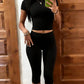 Women's Fitted Short Sleeve T Shirt & Ruched Cropped Pants 2 Piece Set Casual Athleisure Lounge Travel Daily Workout Activewear Outfit