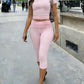 Women's Fitted Short Sleeve T Shirt & Ruched Cropped Pants 2 Piece Set Casual Athleisure Lounge Travel Daily Workout Activewear Outfit