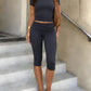 Women's Fitted Short Sleeve T Shirt & Ruched Cropped Pants 2 Piece Set Casual Athleisure Lounge Travel Daily Workout Activewear Outfit