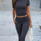 Women's Fitted Short Sleeve T Shirt & Ruched Cropped Pants 2 Piece Set Casual Athleisure Lounge Travel Daily Workout Activewear Outfit