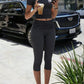 Women's Fitted Short Sleeve T Shirt & Ruched Cropped Pants 2 Piece Set Casual Athleisure Lounge Travel Daily Workout Activewear Outfit