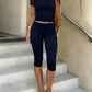 Women's Fitted Short Sleeve T Shirt & Ruched Cropped Pants 2 Piece Set Casual Athleisure Lounge Travel Daily Workout Activewear Outfit